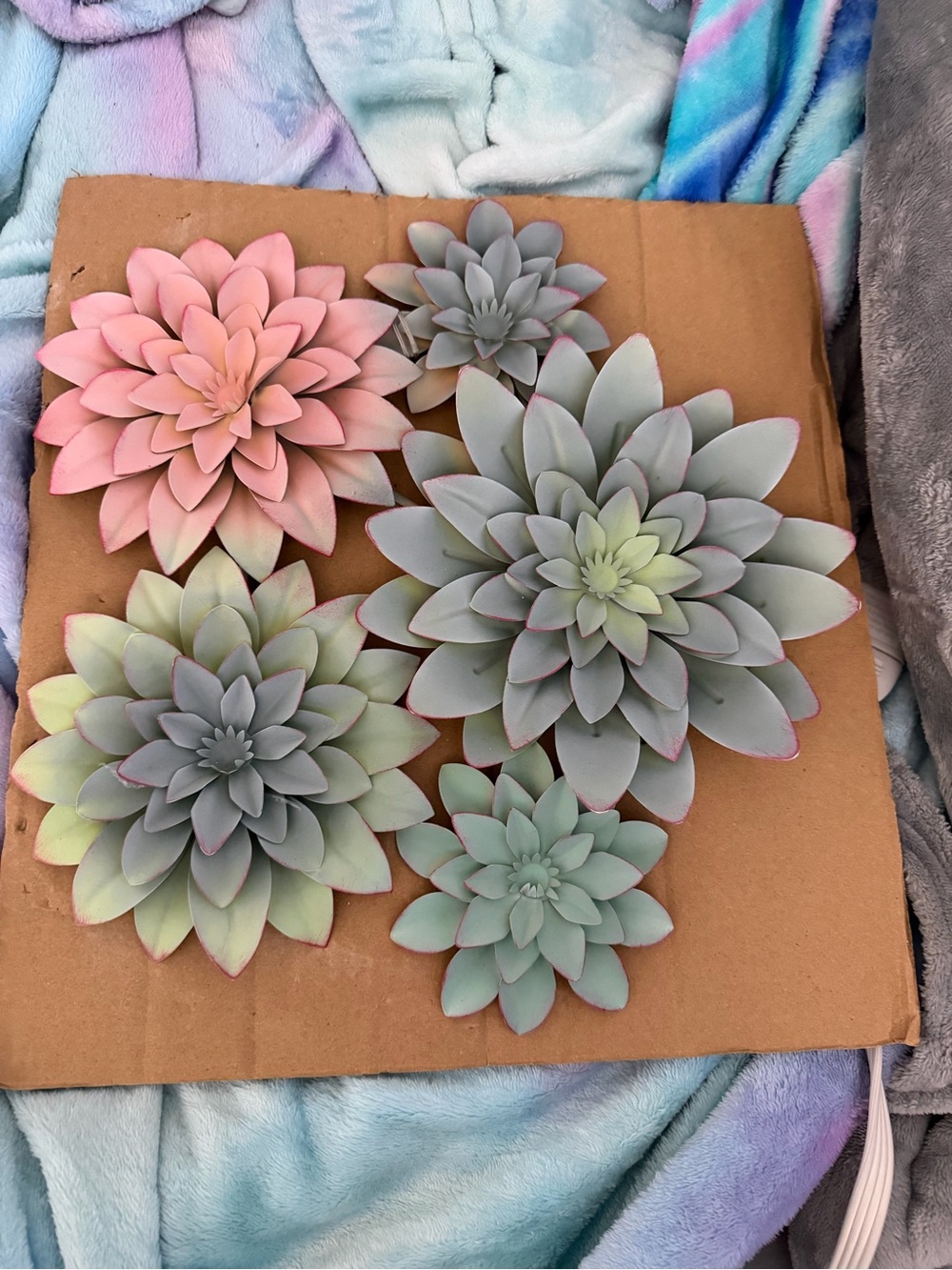 Hobby Lobby Metal Faux Succulent Wall Accents in Pink and Sage